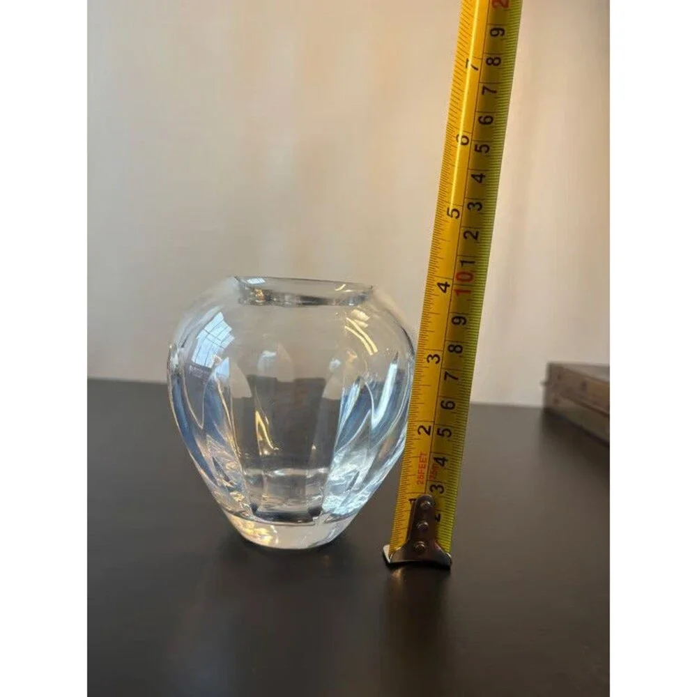 Louis Comfort Tiffany Crystal Vase Faceted Panel Cut Signed Tiffany and Co